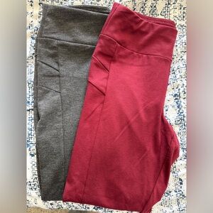Hannah 2 Pairs of Woman’s Leggings in Charcoal Gray & Burgundy